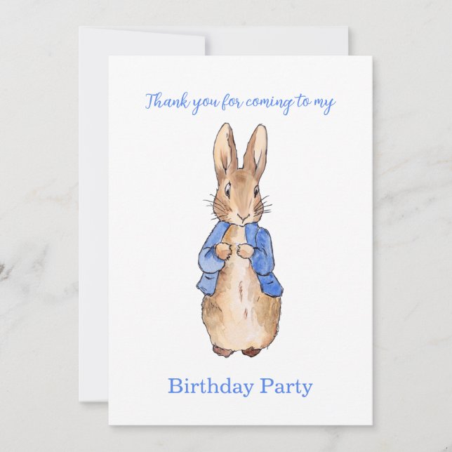 Peter the Rabbit Thank you Invitation (Front)