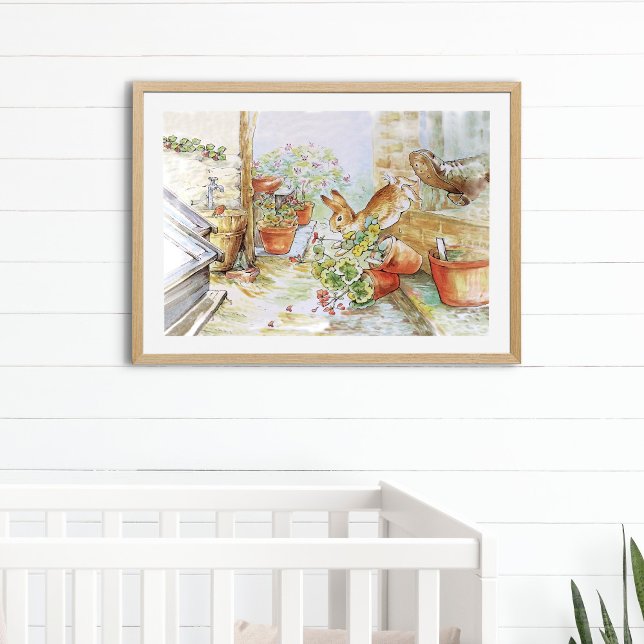 Peter the rabbit tumbling in garden shed 	 photo print (Creator Uploaded)