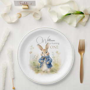 Peter The Rabbit Watercolor Birthday Paper Plate