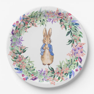 Peter the Rabbit watercolour wreath Paper Plate