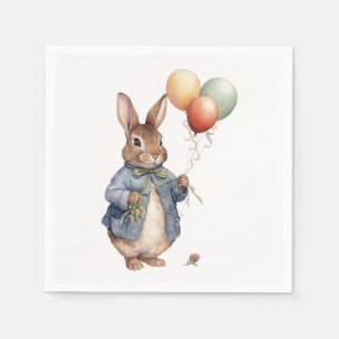 Peter the rabbit with balloons napkin