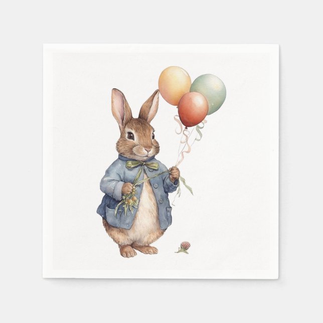 Peter the rabbit with balloons napkin (Front)