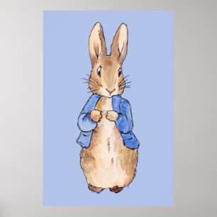 Peter the rabbit with blue background poster