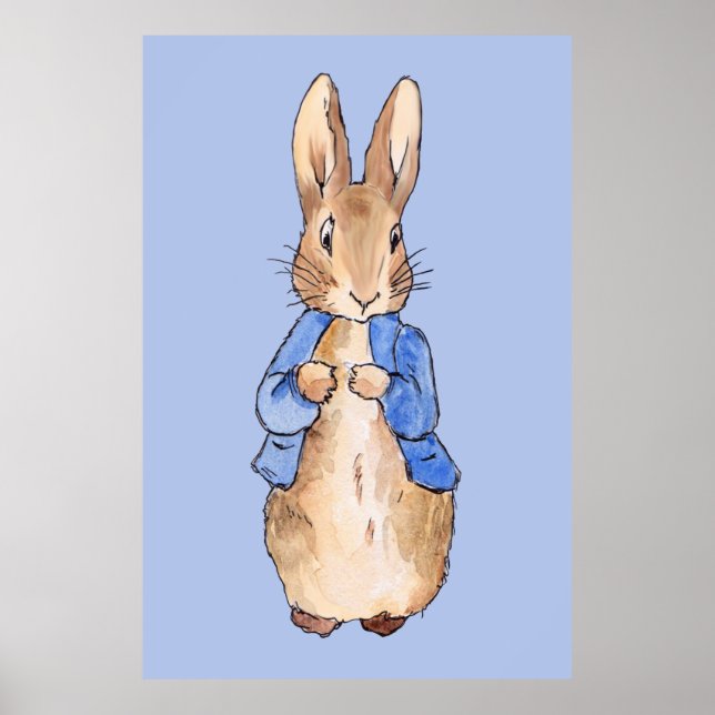 Peter the rabbit with blue background poster (Front)