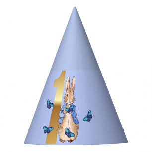 Peter the Rabbit with Blue Butterflies  Party Hat
