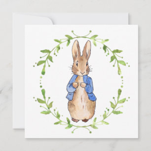 Peter the Rabbit with Green leaf Wreath Card