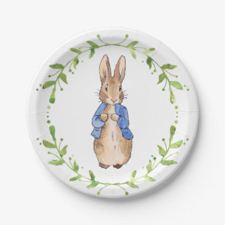 Peter the Rabbit with Green leaf Wreath  Paper Plate