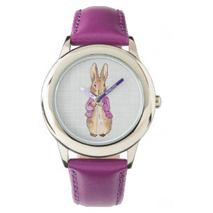 Peter the rabbit with grey linen texture watch