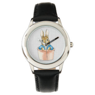 Peter the rabbit with grey linen texture watch