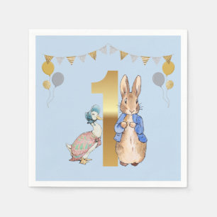 Peter the Rabbit with Jemima First Birthday Napkin