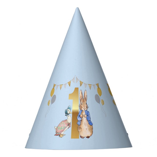 Peter the Rabbit with Jemima First Birthday Party Hat (Front)