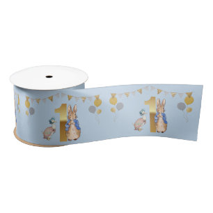 Peter the Rabbit with Jemima First Birthday Satin Ribbon