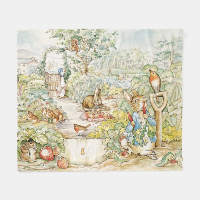 Peter the Rabbit with Jemima Puddle Duck Fleece Blanket (Front (Horizontal))