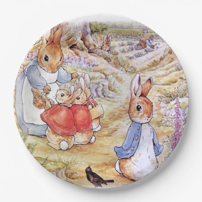 Peter the Rabbit with Josephine Bunny in the Woods Paper Plate (Front)