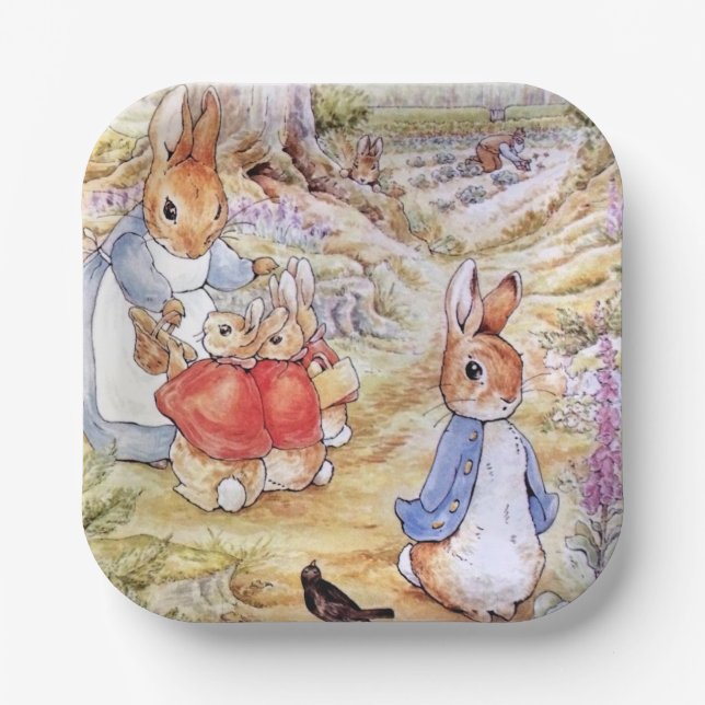 Peter the Rabbit with Josephine Bunny in the Woods Paper Plate (Front)