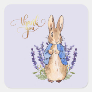 Peter the rabbit with lavender square sticker