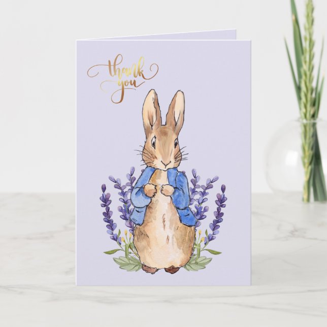 Peter the rabbit with lavender thank you card (Front)