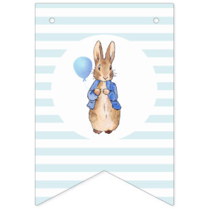 Peter the rabbit with mixed pattern background bunting flags