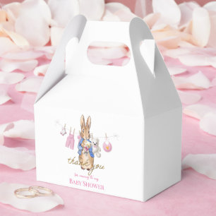 Peter the rabbit with pink bunting thank you favor box