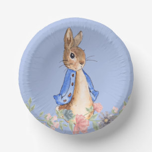Peter the Rabbit with Pink Floral Wreath Paper Plate