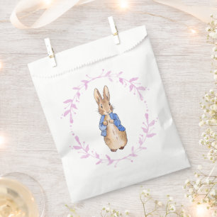 Peter the Rabbit with Pink leaf Wreath Favour Bag
