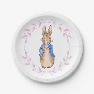 Peter the Rabbit with Pink leaf Wreath Paper Plate