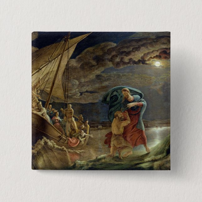 Peter Walks on Water, 1806 2 Inch Square Button (Front)