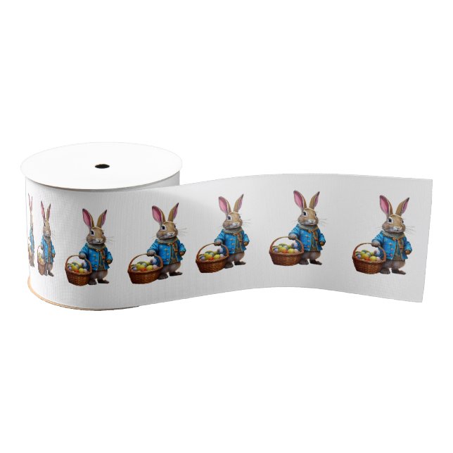 Peter with Easter Egg Basket Happy Easter Grosgrain Ribbon (Spool)