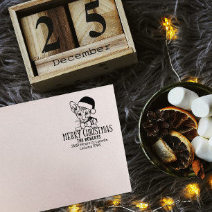 Peterbald Cat Return Address  Rubber Stamp