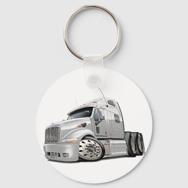 Peterbilt White Truck Keychain (Front)