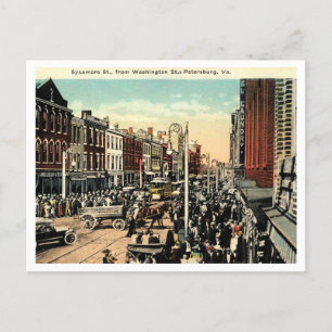 Petersburg VA, Sycamore St View, 1920s Vintage Postcard