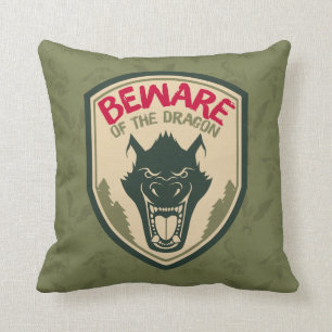 Pete's Dragon Beware of the Dragon Badge Throw Pillow