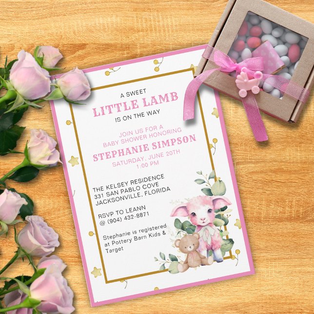 Petit agneau sur le chemin | Invitation Baby showe (Créateur téléchargé)