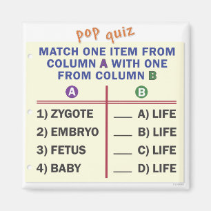 Petit aimant avec un quiz.