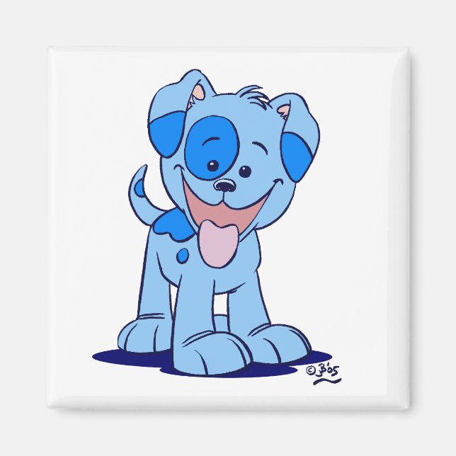 Petit aimant bleu chiot (Devant)