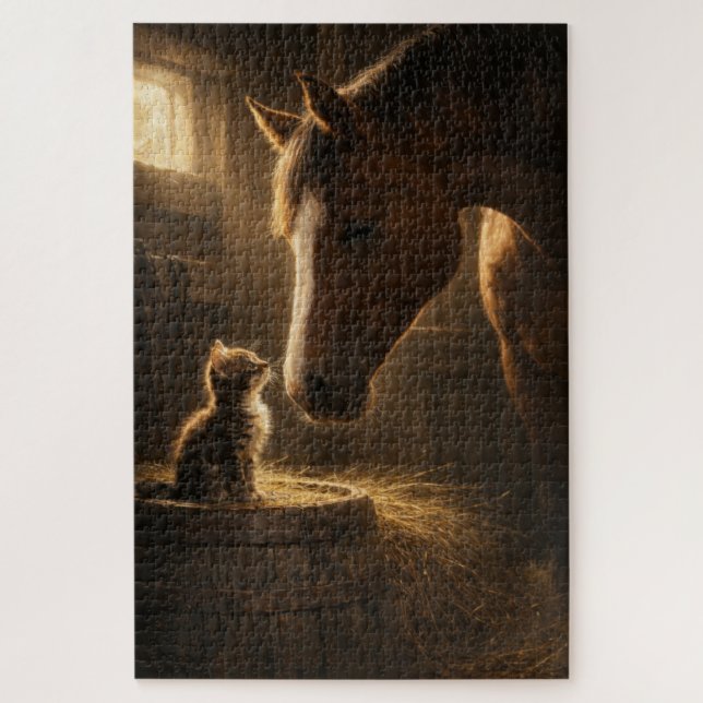 Petit Ami | Cheval et Chat | Puzzle (Vertical)