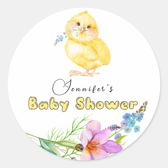 Petit Autocollant Carré Baby shower floral (Devant)