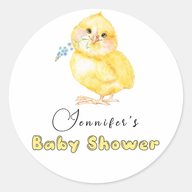 Petit Autocollant Carré Baby shower floral (Devant)
