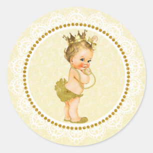 Petit autocollant de princesse baby shower d'or