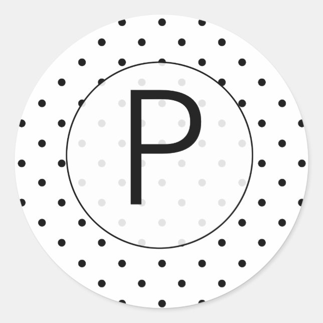 Petit Autocollant monogramme Pois noir (Devant)