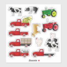 Petit Autocollants d'élevage de Camion Rouge
