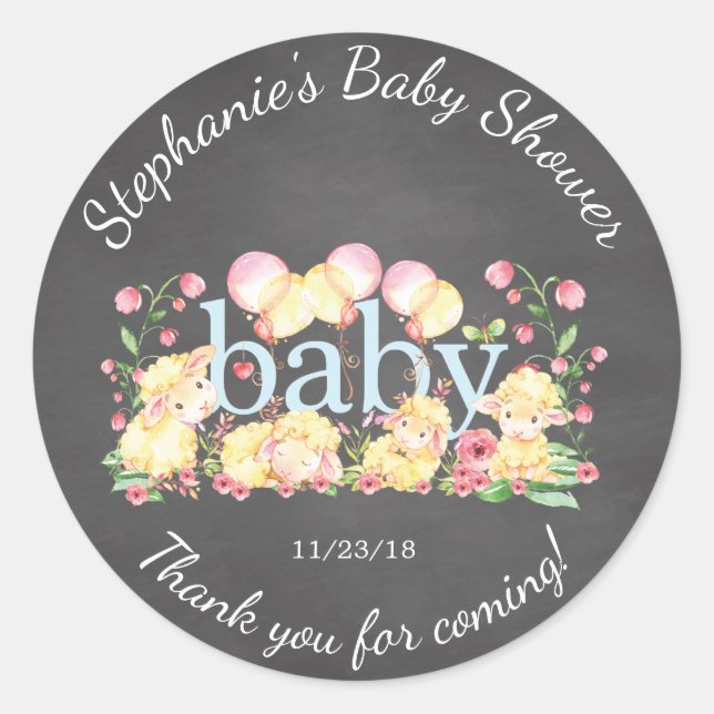 Petit Baby shower d'agneau doux Favoriser Sticker (Devant)