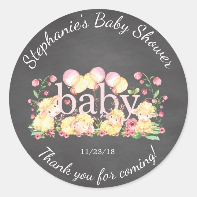 Petit Baby shower d'agneau doux Favoriser Sticker (Devant)