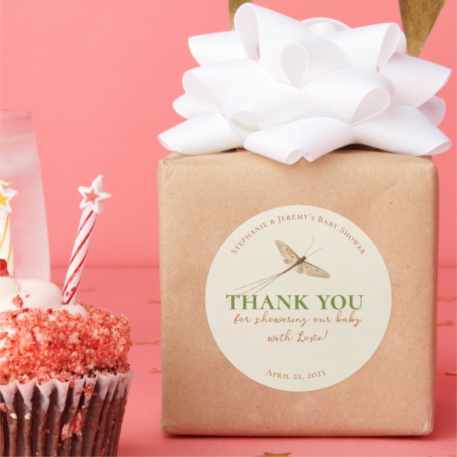 Petit Baby shower de bug d'amour Sticker rond clas (Fête)