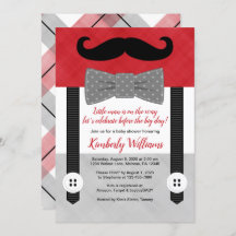 petit baby shower invitation petit homme rouge gri