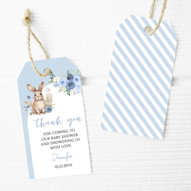 Petit baby shower lapin bleu merci étiquettes cade (Créateur téléchargé)