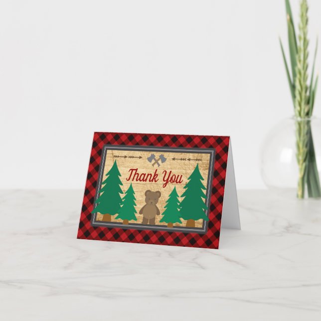 Petit Baby shower Lumberjack Merci rustique (Devant)