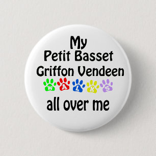 Petit Basset Griffon Vendéen Walks Design 2 Inch Round Button