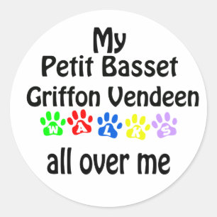 Petit Basset Griffon Vendéen Walks Design Classic Round Sticker