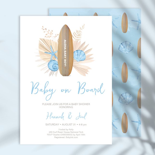 Petit bébé à bord Baby shower bleu Invitation (Créateur téléchargé)
